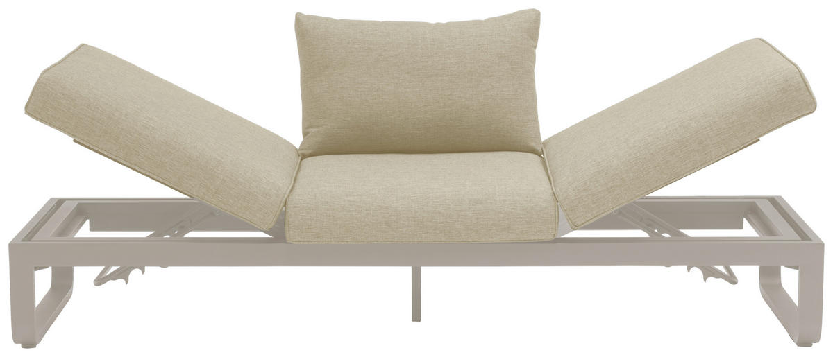 LOUNGESOFA 207/82/70 cm Aluminium  - Sandfarben/Mokka, Design, Textil/Metall (207/82/70cm) - Zebra 