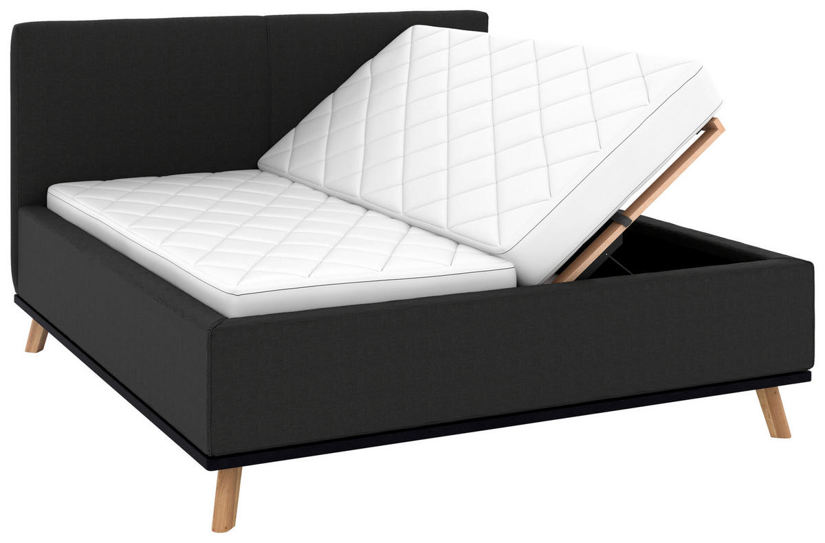 POLSTERBETT Matratze, Lattenrost, Bettkasten 180/200 cm  in Anthrazit  - Eichefarben/Anthrazit, Design, Holz/Textil (180/200cm) - Musterring