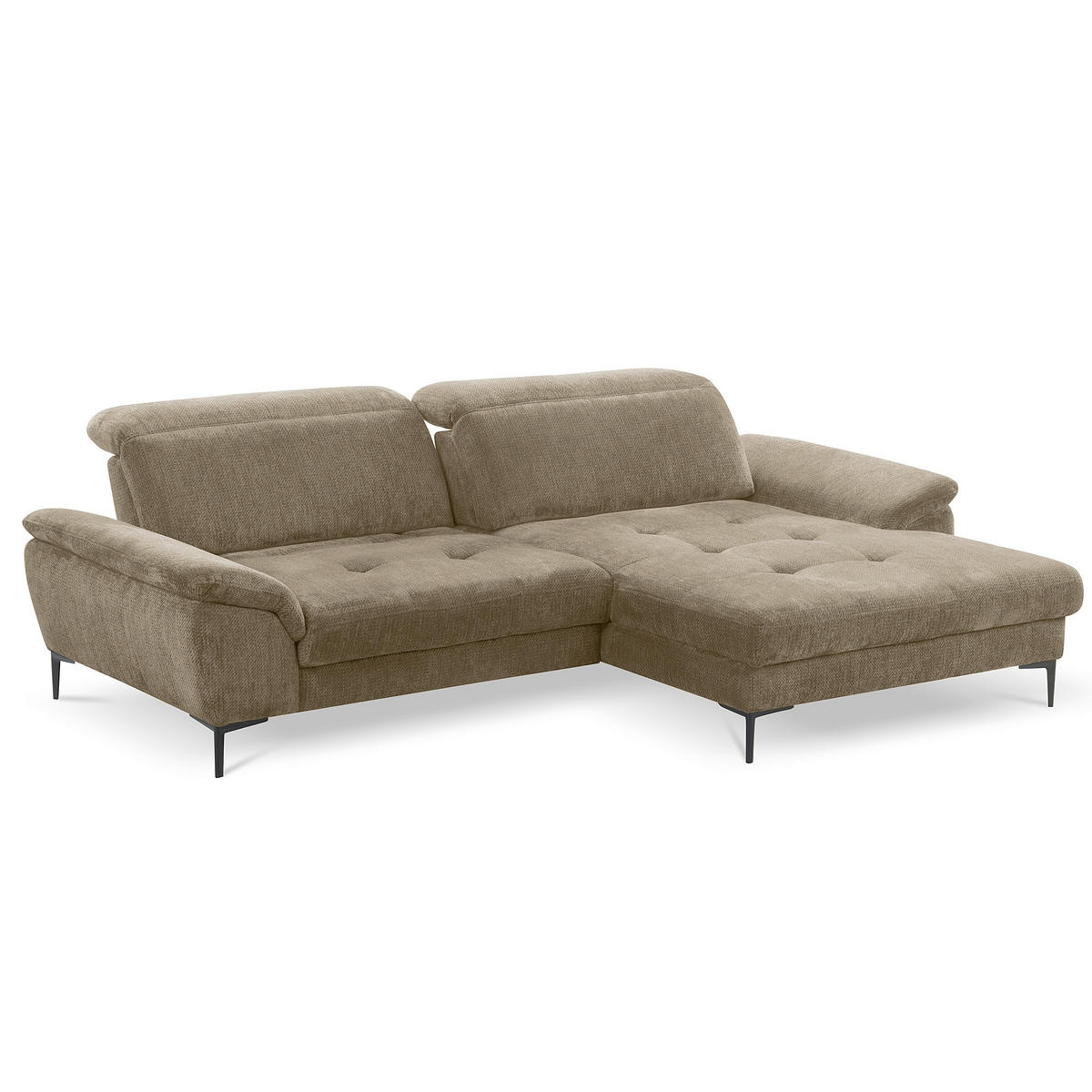 ECKSOFA  Webstoff Taupe  - Taupe/Schwarz, Design, Textil/Metall (268/195cm) - Livetastic