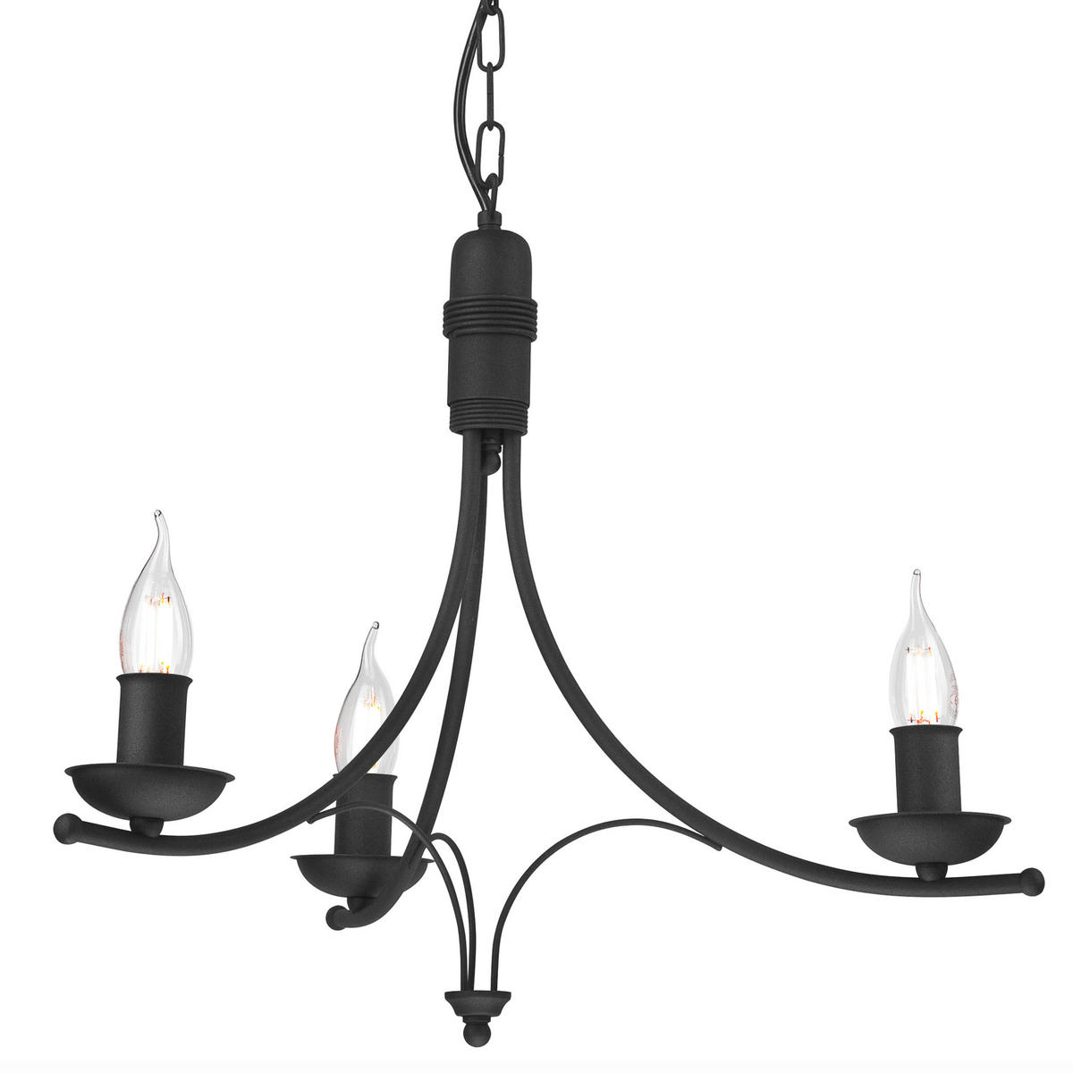 KRONLEUCHTER Lucy 58/100 cm   - Schwarz Hochglanz, KONVENTIONELL, Metall (58/100cm)