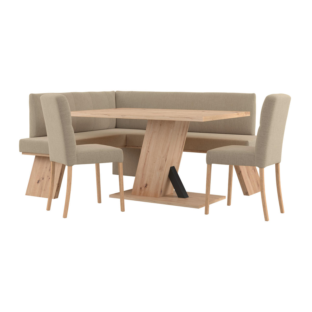 ECKBANK 150/185 cm Webstoff Beige   - Eichefarben/Beige, KONVENTIONELL, Textil (150/185cm) - Livetastic