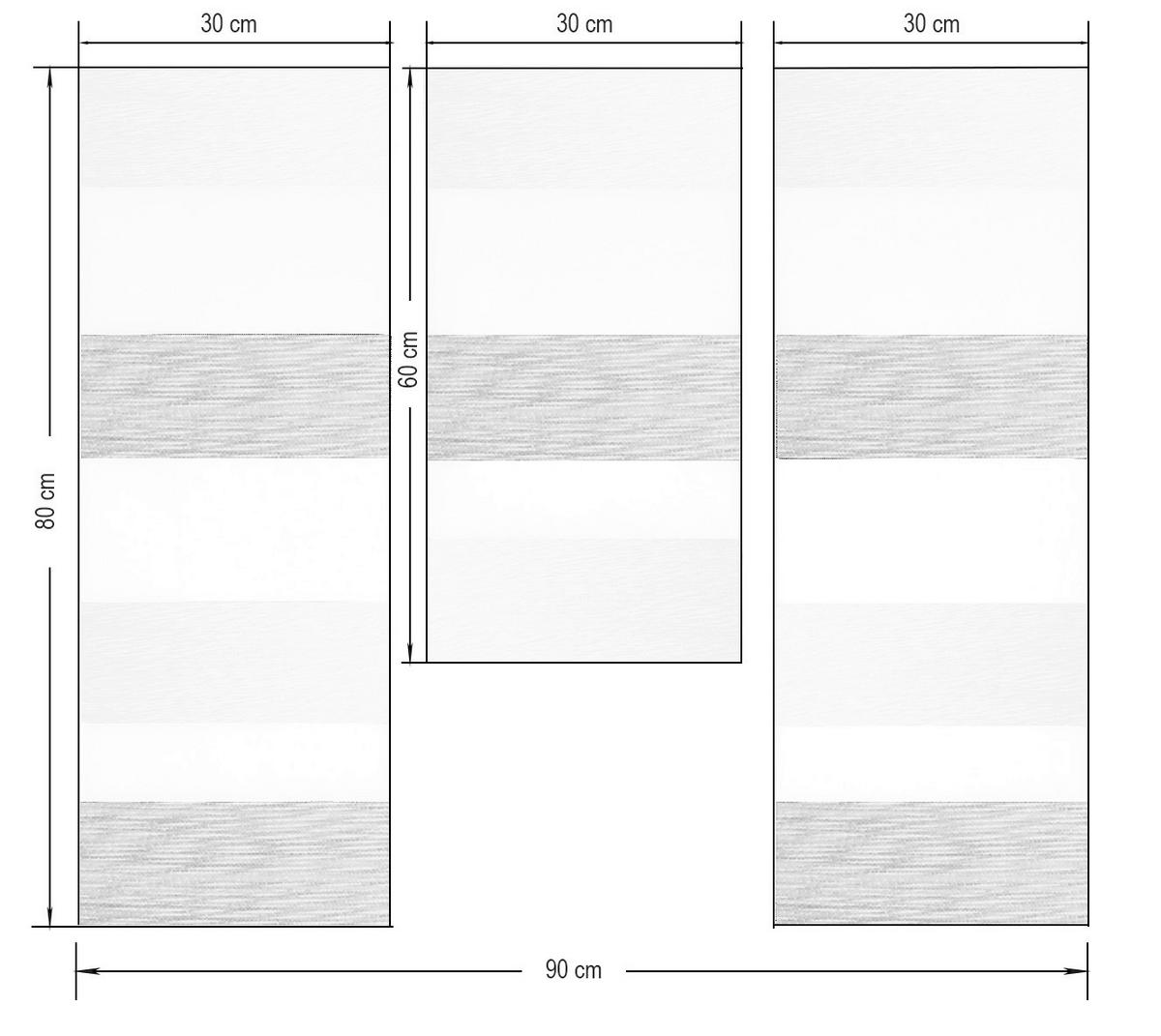 KURZGARDINE 3ER SET   90/80 cm   - Hellgrau/Weiß, Design, Textil (90/80cm)