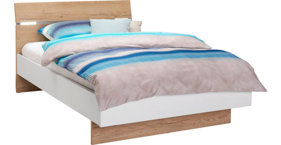 BETT 120/200 cm in Weiß, Eichefarben - Eichefarben/Weiß, Design, Holzwerkstoff (120/200cm) - Hom`in