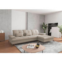 ECKSOFA in Flachgewebe Taupe  279/185 cm  - Taupe/Schwarz, KONVENTIONELL, Textil/Metall (279/185cm) - Sit & More