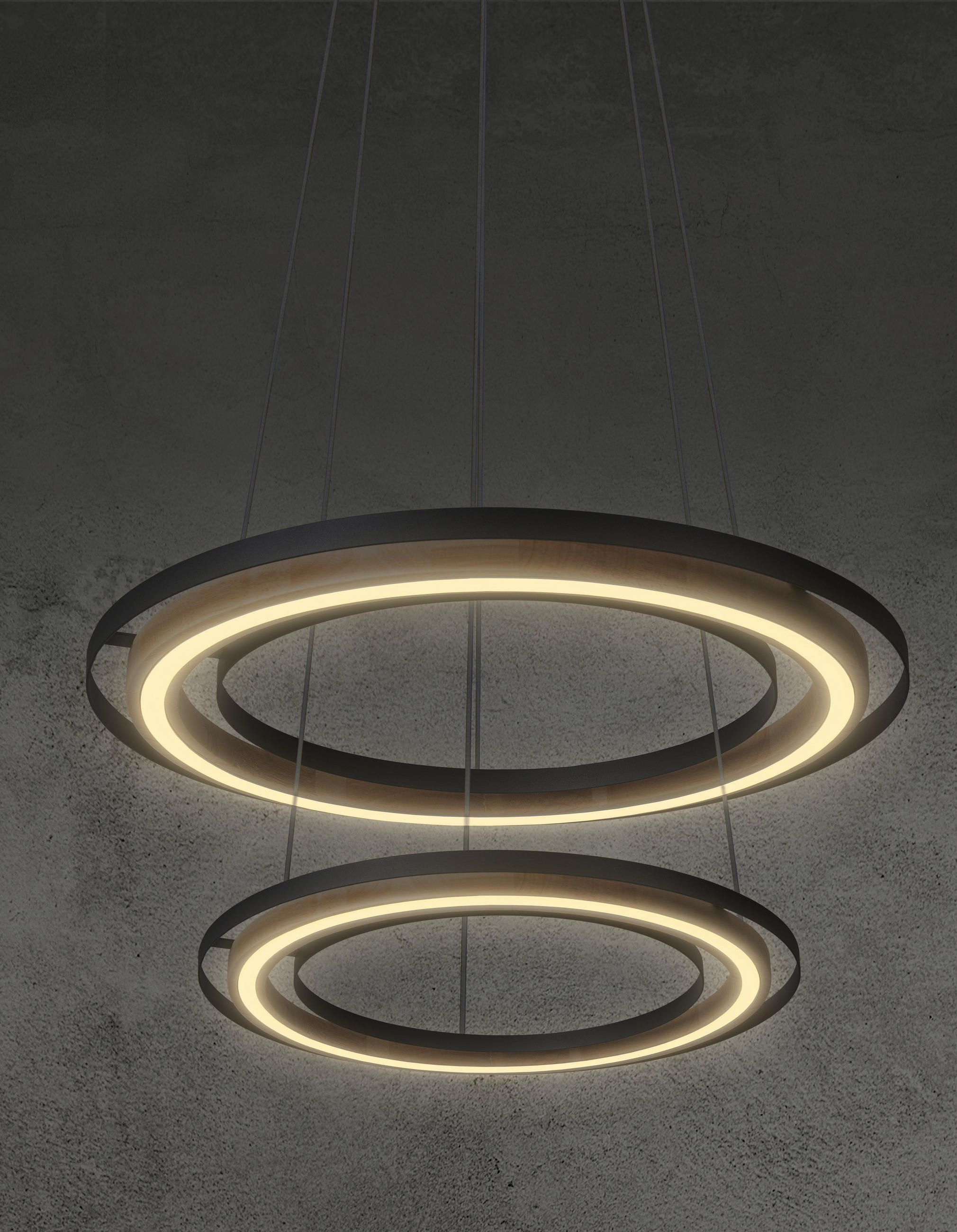 LED-HÄNGELEUCHTE 56/150 cm    - Schwarz/Naturfarben, Basics, Holz/Metall (56/150cm) - Globo