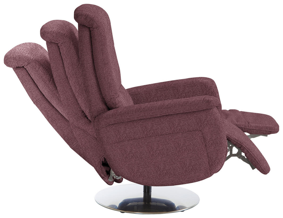 RELAXSESSEL in Textil Weinrot  - Edelstahlfarben/Weinrot, KONVENTIONELL, Textil/Metall (79/112/94cm) - Beldomo Premium