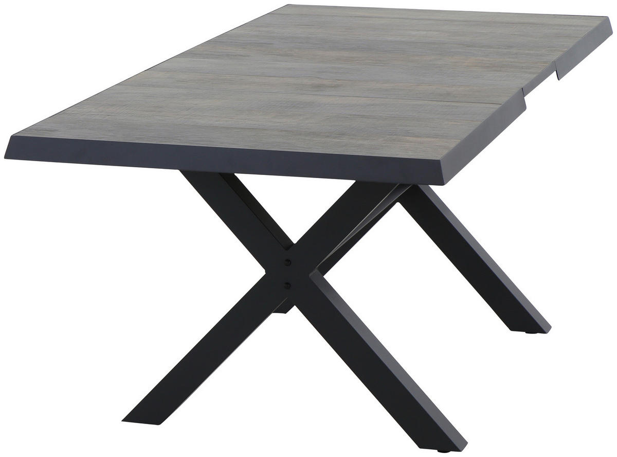 GARTENTISCH 160-200/90/77 cm Metall rechteckig  - Anthrazit/Graubraun, Basics, Keramik/Metall (160-200/90/77cm) - Siena Garden