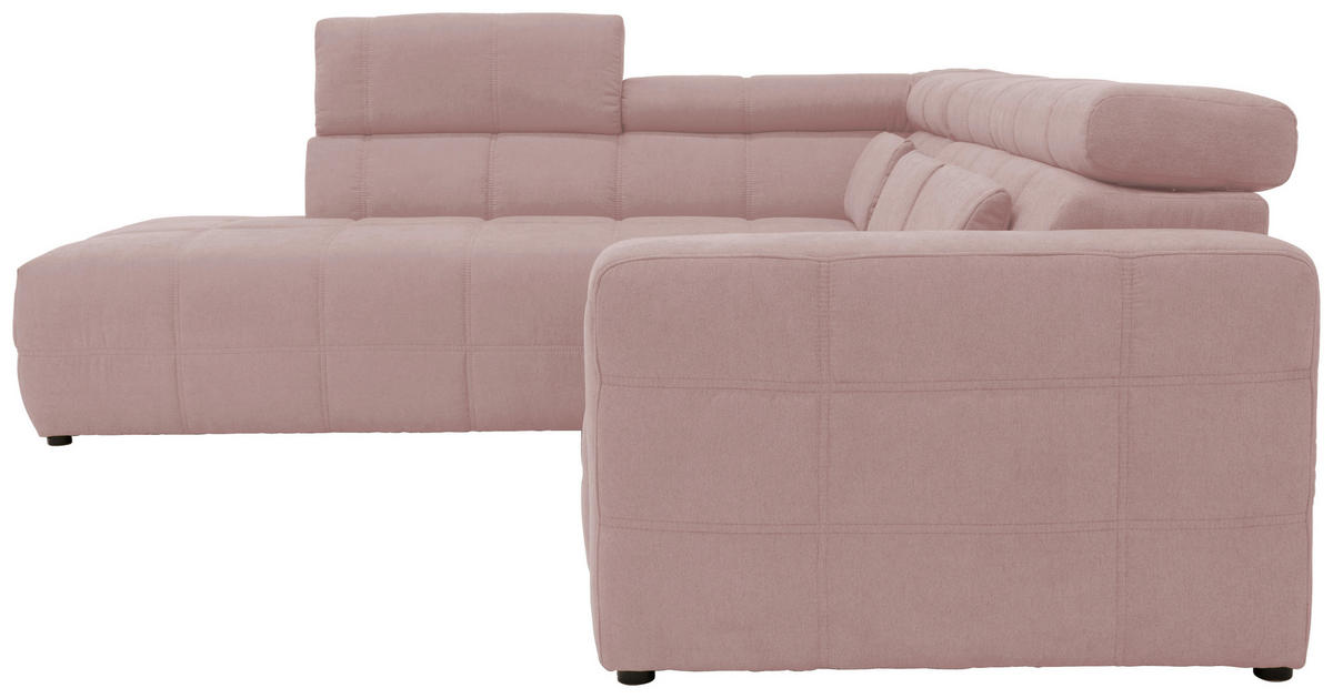 ECKSOFA Rosa Mikrofaser  - Schwarz/Rosa, Design, Kunststoff/Textil (228/275cm) - MID.YOU