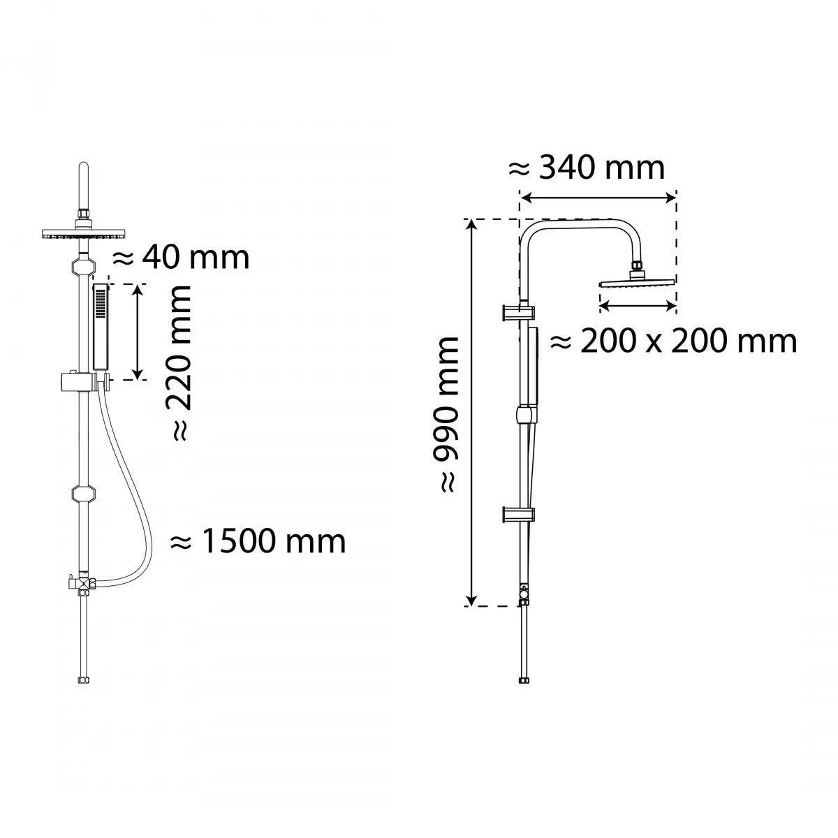 Brauseset  - Chromfarben, Kunststoff/Metall (20,0/99,0/34,0cm) - Schütte