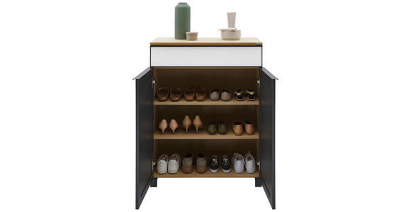 SCHUHSCHRANK furniert Anthrazit, Weiß, Eichefarben  - Eichefarben/Anthrazit, Design, Glas/Holzwerkstoff (84/108/37cm) - Dieter Knoll