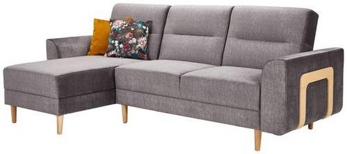 ECKSOFA in Velours Anthrazit  - Currygelb/Anthrazit, Modern, Holz/Textil (144/240cm) - Max Winzer