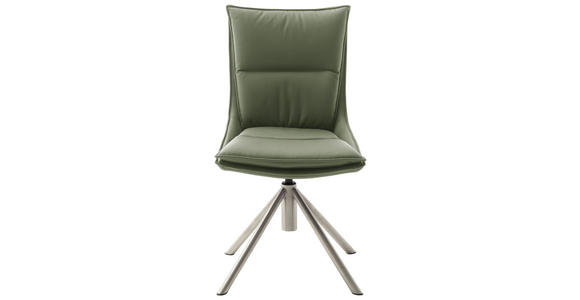 STUHL drehbar beschichtet Edelstahlfarben, Olivgrün - Edelstahlfarben/Olivgrün, Design, Textil/Metall (49/90/65cm) - Novel