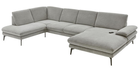WOHNLANDSCHAFT in Webstoff Grau - Schwarz/Grau, Design, Textil/Metall (208/344/180cm) - Dieter Knoll