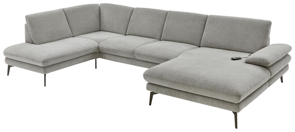 SAROKGARNITÚRA textil szürke  - fekete/szürke, Design, textil/fém (208/344/180cm) - Dieter Knoll