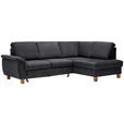 ECKSOFA Grau Flachgewebe  - Eichefarben/Grau, Design, Holz/Textil (253/185cm) - Cantus