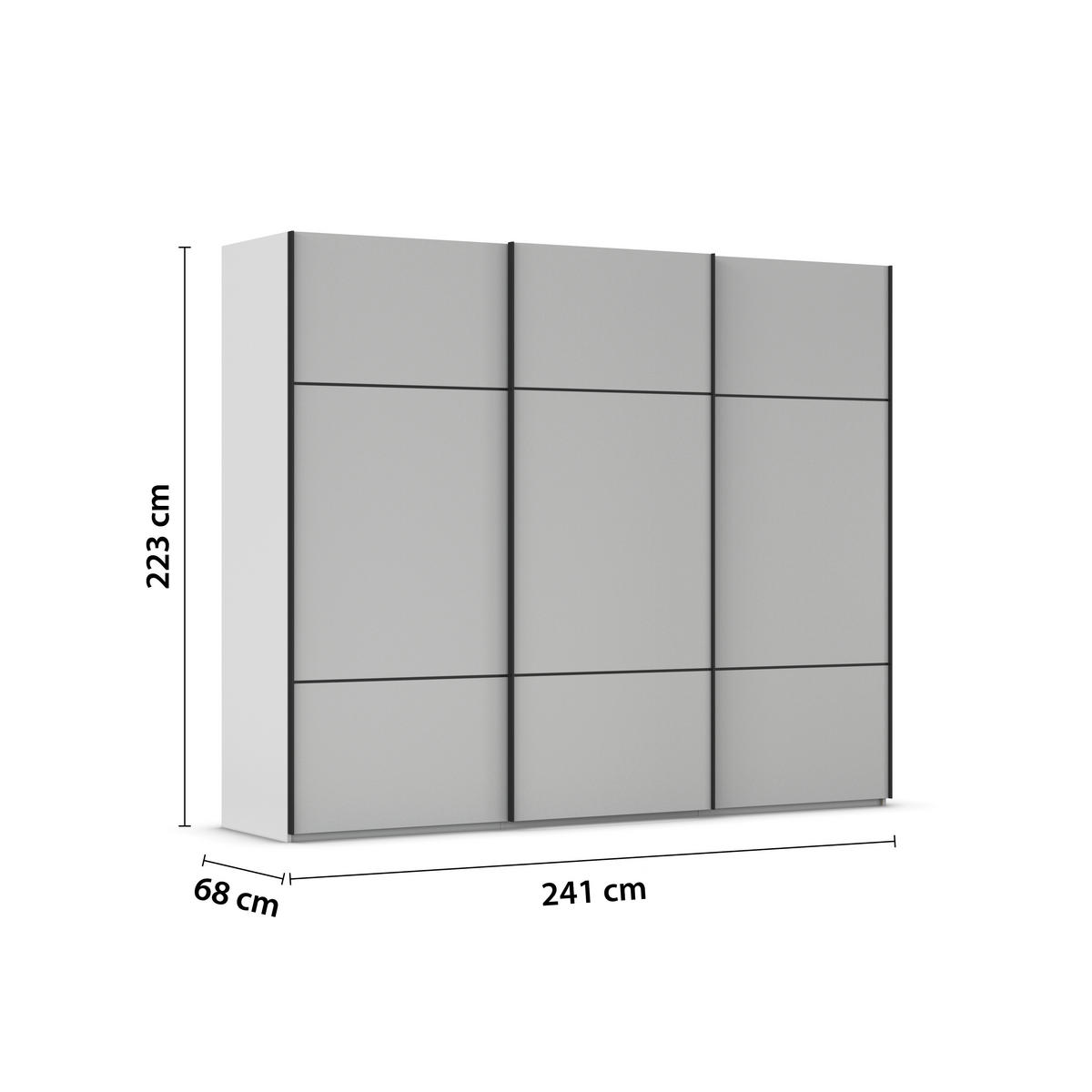 SCHWEBETÜRENSCHRANK in Grau  - Chromfarben/Grau, Konventionell, Holzwerkstoff/Metall (242/223/68cm) - Novel