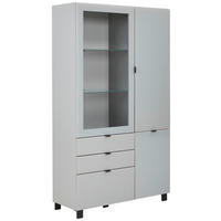 VITRINE Grau, Hellgrau  109,7/190,7/41,4 cm  - Hellgrau/Schwarz, Design, Glas/Holzwerkstoff (109,7/190,7/41,4cm) - Hom`in