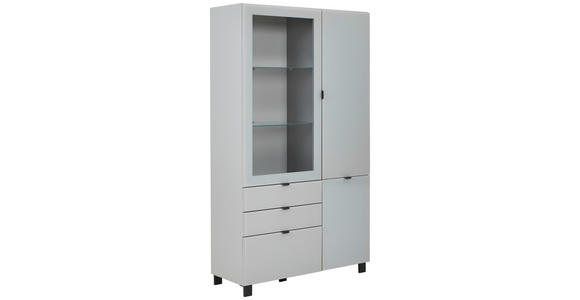 VITRINE Grau, Hellgrau 109,7/190,7/41,4 cm - Hellgrau/Schwarz, Design, Glas/Holzwerkstoff (109,7/190,7/41,4cm) - Hom`in