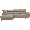 ECKSOFA in Echtleder Creme  - Creme/Schwarz, Design, Leder/Metall (220/270cm) - Novel