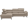 ECKSOFA in Echtleder Creme  - Creme/Schwarz, Design, Leder/Metall (220/270cm) - Novel