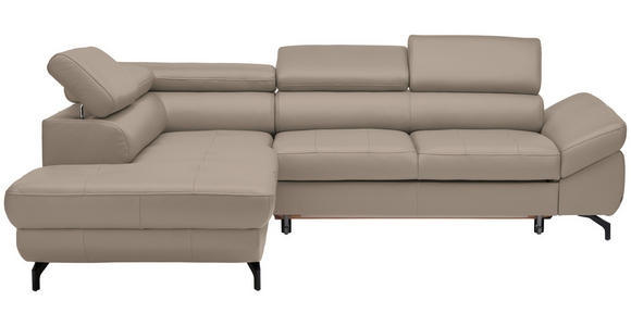 ECKSOFA in Echtleder Creme  - Creme/Schwarz, Design, Leder/Metall (220/270cm) - Novel