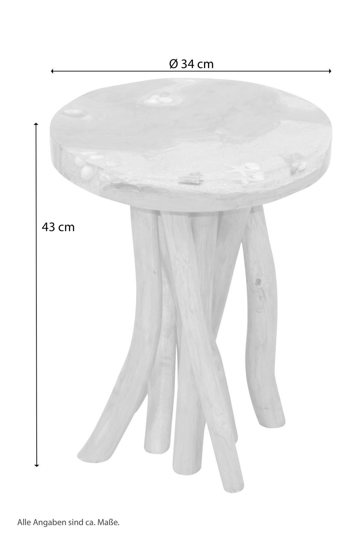 BEISTELLTISCH 34/34/43 cm Teakholz massiv Teakfarben rund  - Teakfarben, Design, Holz (34/34/43cm) - MID.YOU
