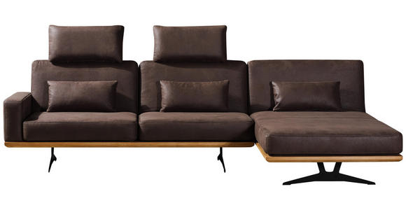 WOHNLANDSCHAFT in Textil Braun - Schwarz/Braun, Natur, Textil/Metall (326/170cm) - Valnatura