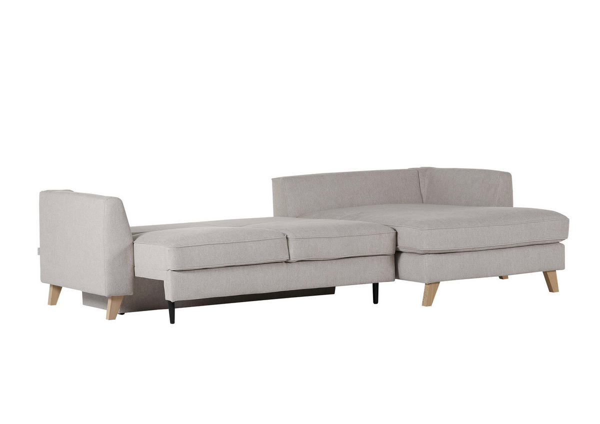 ECKSOFA in Flachgewebe Beige  - Weiss/Beige, Design, Holz/Textil (271/165cm) - MID.YOU