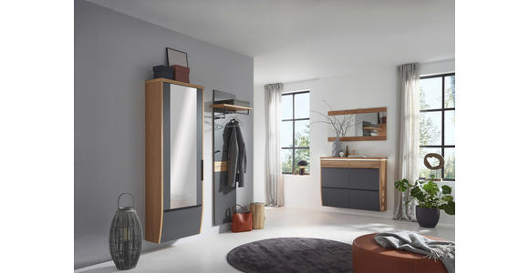 GARDEROBENSCHRANK  in 64/187/31 cm  - Eiche Bianco/Anthrazit, Design, Glas/Holzwerkstoff (64/187/31cm) - Dieter Knoll