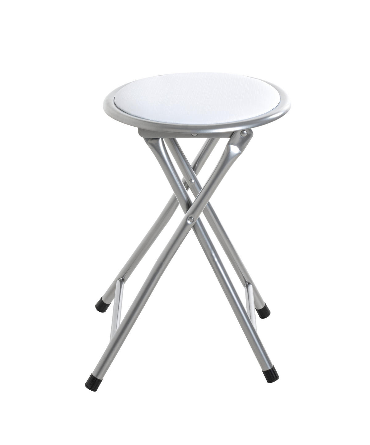 TABURET PLIABIL in textil alb, culoare aluminiu  - alb/culoare aluminiu, Design, metal/textil (30/45/30cm) - Carryhome