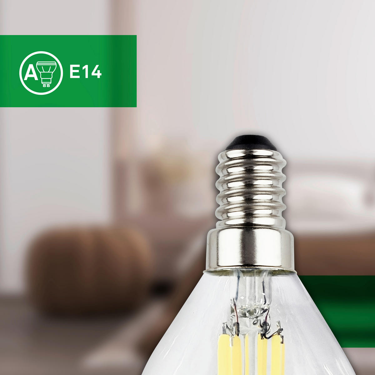 LED-LEUCHTMITTEL   E14 4 W 840 lm  - Silberfarben, Basics, Glas (4,5/8cm)
