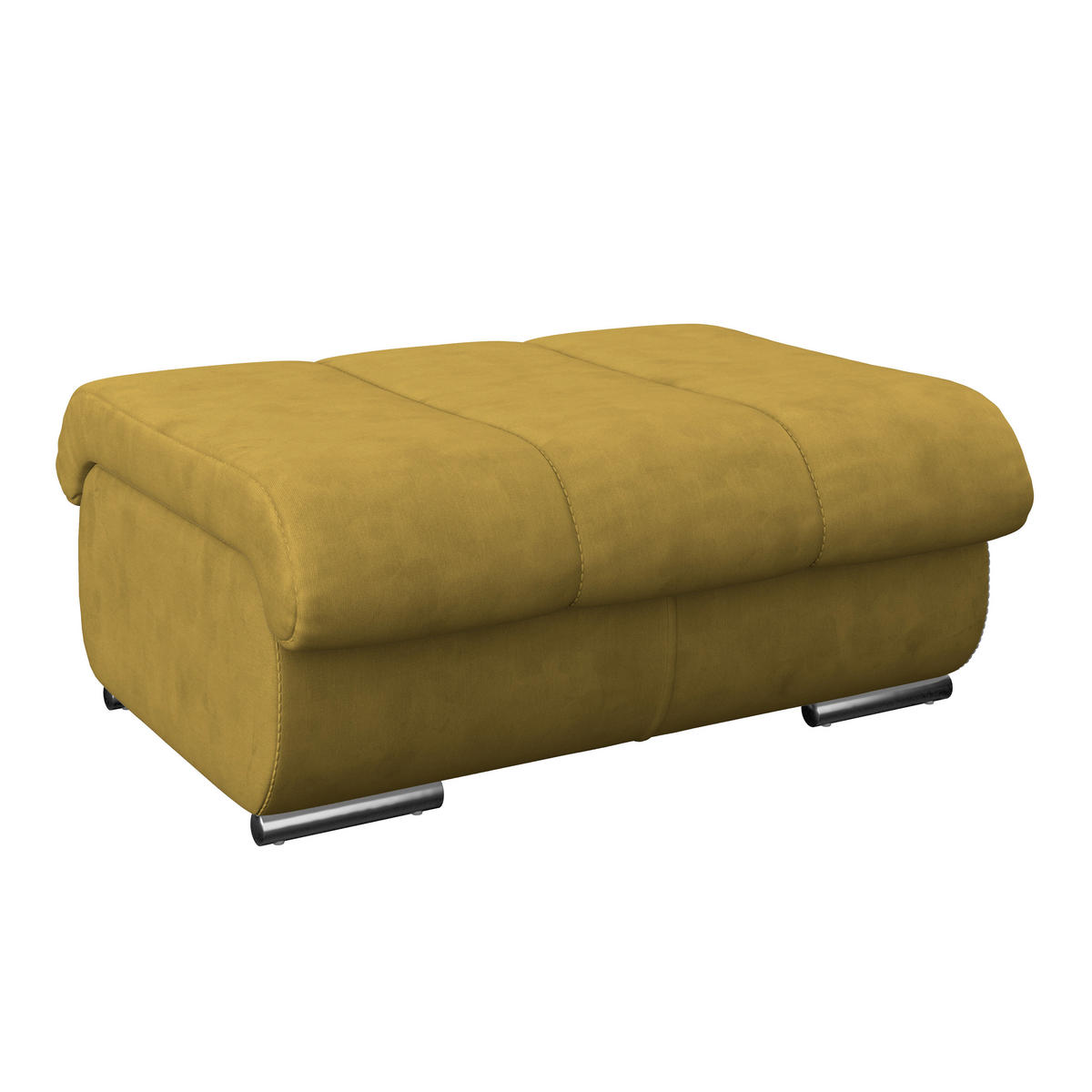 HOCKER Mikrofaser Senfgelb  - Chromfarben/Senfgelb, MODERN, Textil/Metall (100/43/80cm) - MID.YOU