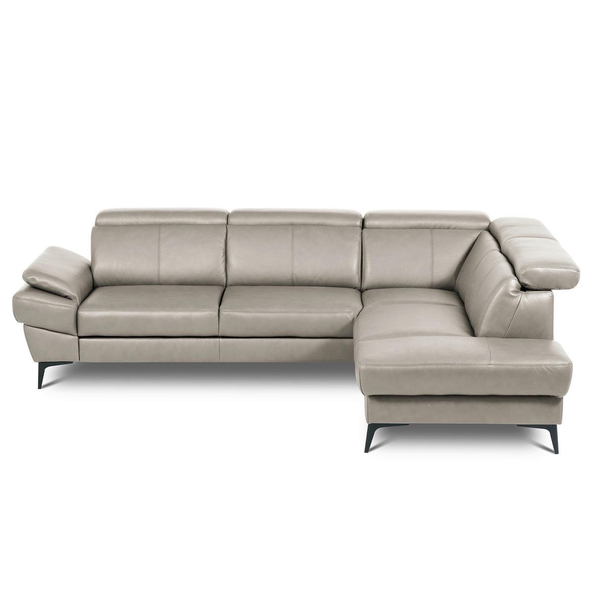 ECKSOFA  in Lederlook Echtleder Pinienfarben  - Schwarz/Pinienfarben, Design, Leder/Textil (264/211cm) - Livetastic