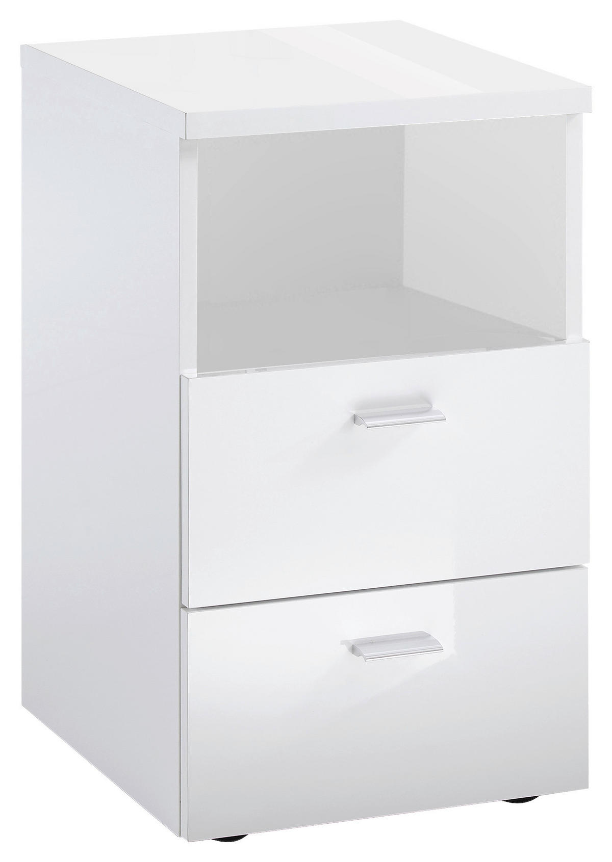 NACHTSCHRANK 35/62/40 cm  - Chromfarben/Weiß Hochglanz, Basics, Holzwerkstoff/Kunststoff (35/62/40cm) - Carryhome