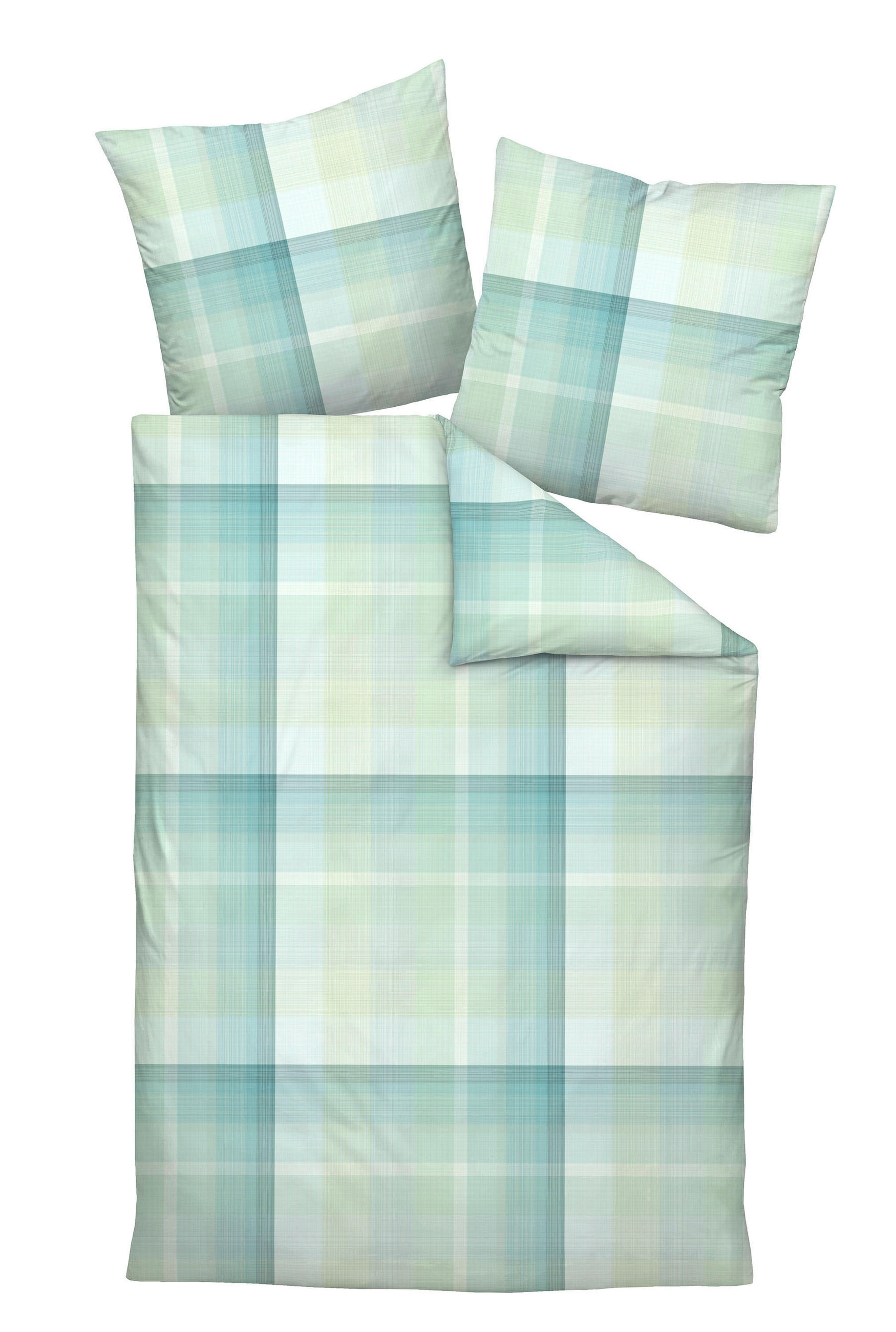 POSTELJNINA MILANO 135/200 cm mako saten žajbljevo zelena, turkizna, zelena, rumena  - turkizna/rumena, Konvencionalno, tekstil (135/200cm) - Janine