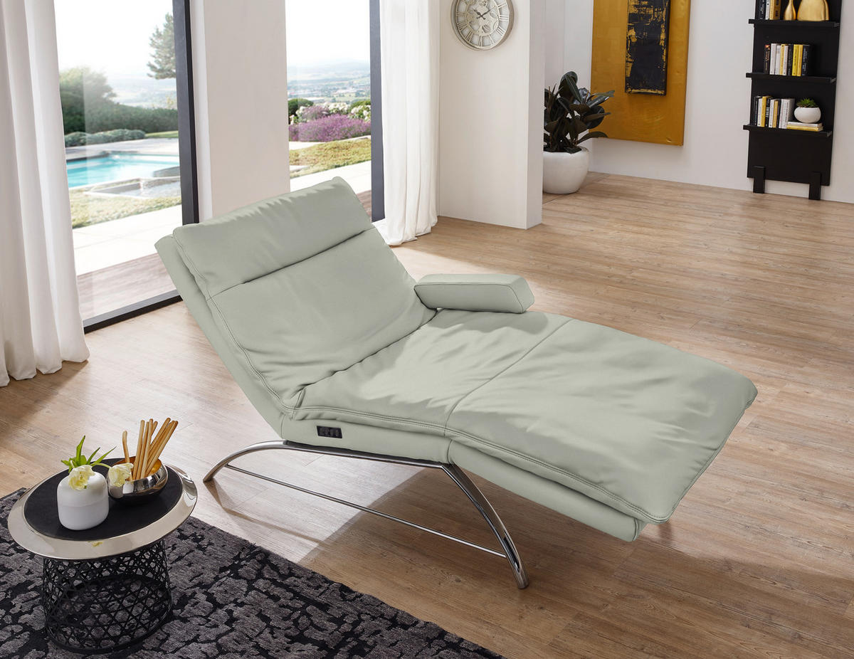 RELAXLIEGE in Echtleder Hellgrau  - Hellgrau/Alufarben, Basics, Leder (95/91/170cm) - Chilliano