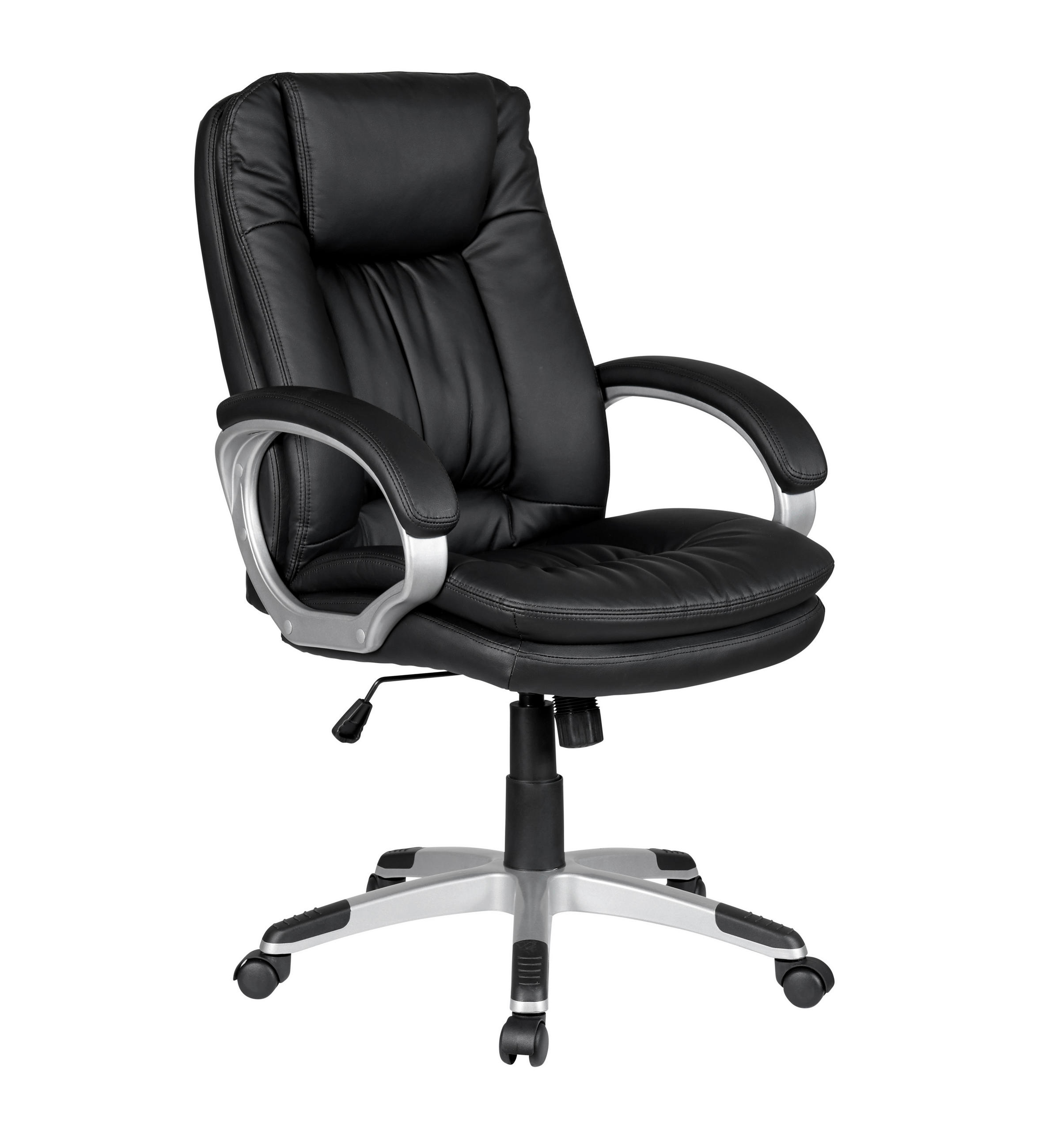 DREHSTUHL  in Lederlook Schwarz, Silberfarben  - Silberfarben/Schwarz, MODERN, Kunststoff/Textil (66/104/74cm) - Livetastic