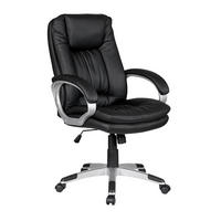 DREHSTUHL Lederlook Schwarz, Silberfarben  - Silberfarben/Schwarz, MODERN, Kunststoff/Textil (66/104/74cm) - Livetastic