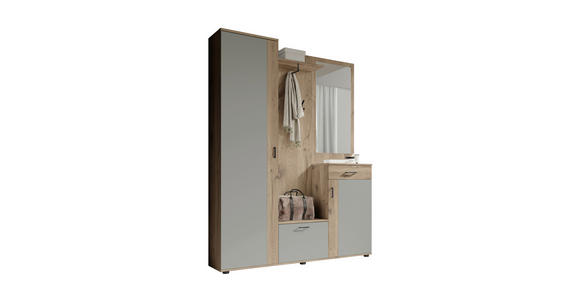 GARDEROBE 6-teilig  in 145/184/29 cm  - Eichefarben/Grau, Basics, Holzwerkstoff (145/184/29cm) - Carryhome
