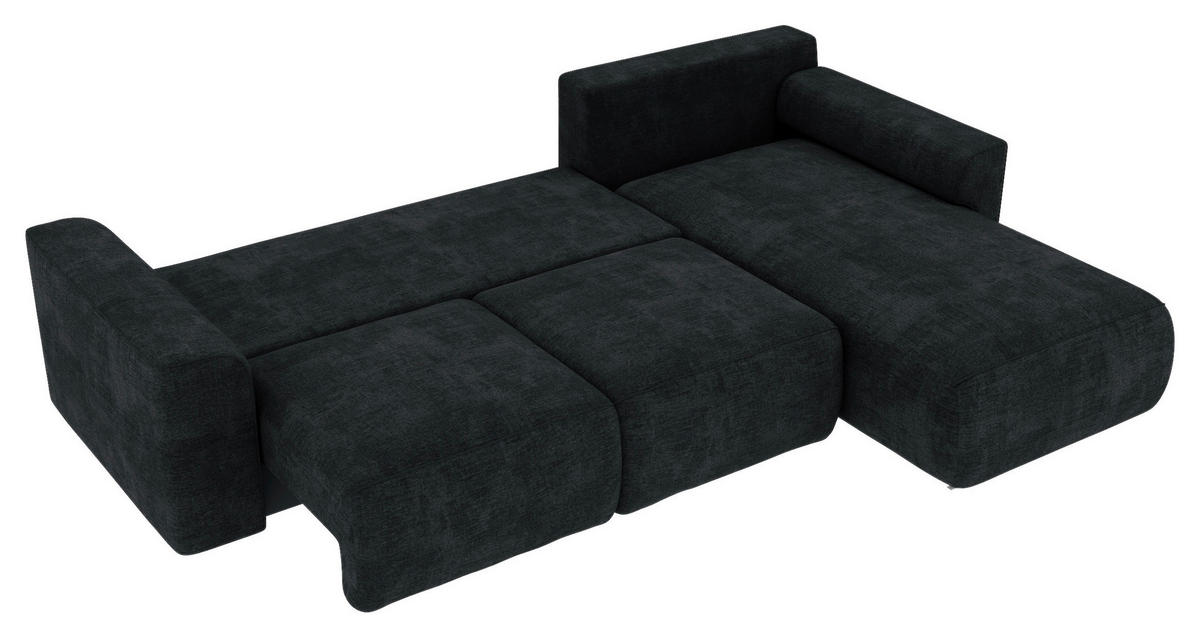 ECKSOFA Dunkelgrau Samt  - Chromfarben/Dunkelgrau, KONVENTIONELL, Kunststoff/Textil (293/195cm) - Carryhome
