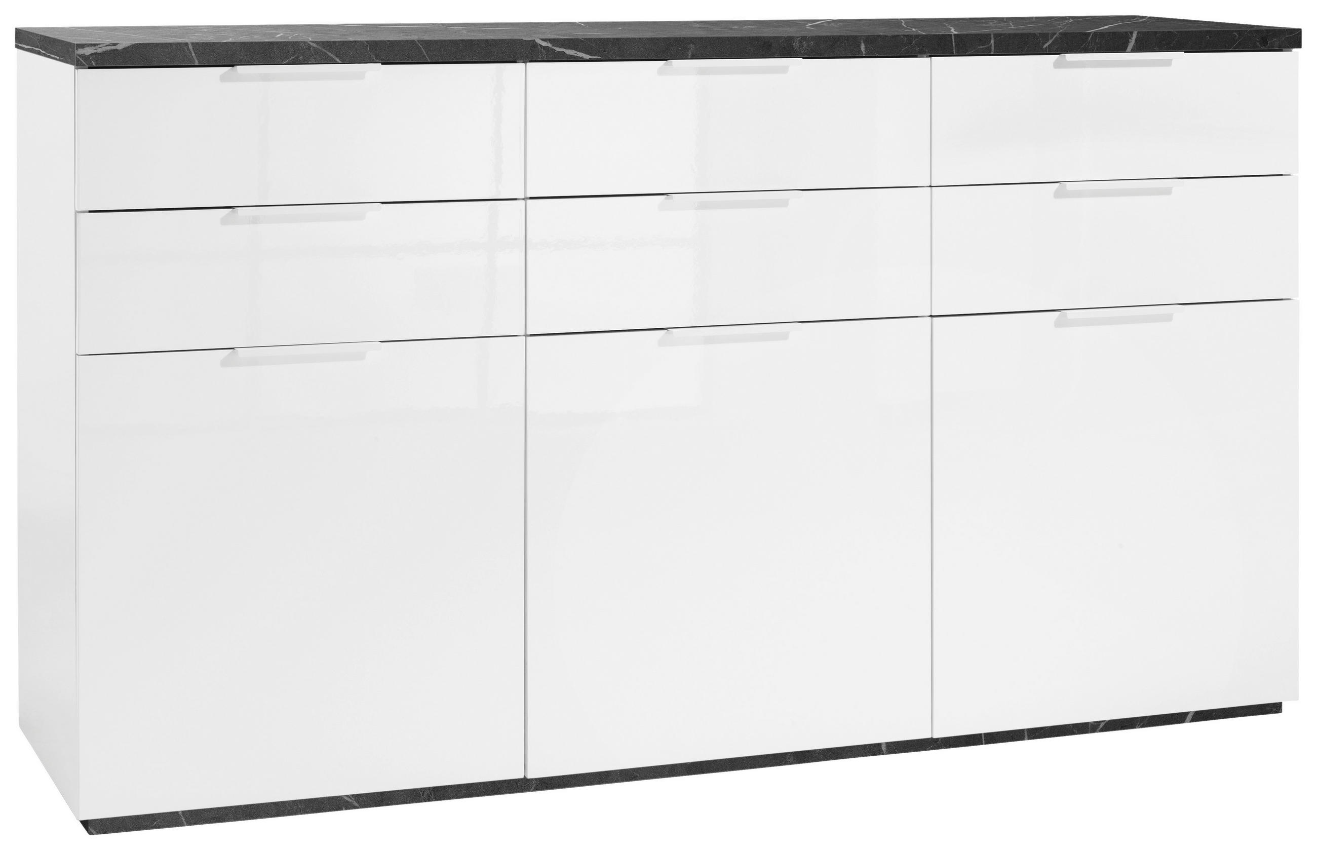 SIDEBOARD 180/102/50 cm 6 låda(or) - vit/vit högglans, Modern, trämaterial (180/102/50cm) - Hom`in