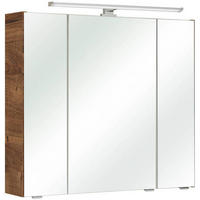 TÜKRÖS SZEKRÉNY 80/70/16 cm  - króm/tölgyfa, Basics, faalapú anyag/Üveg (80/70/16cm) - Xora