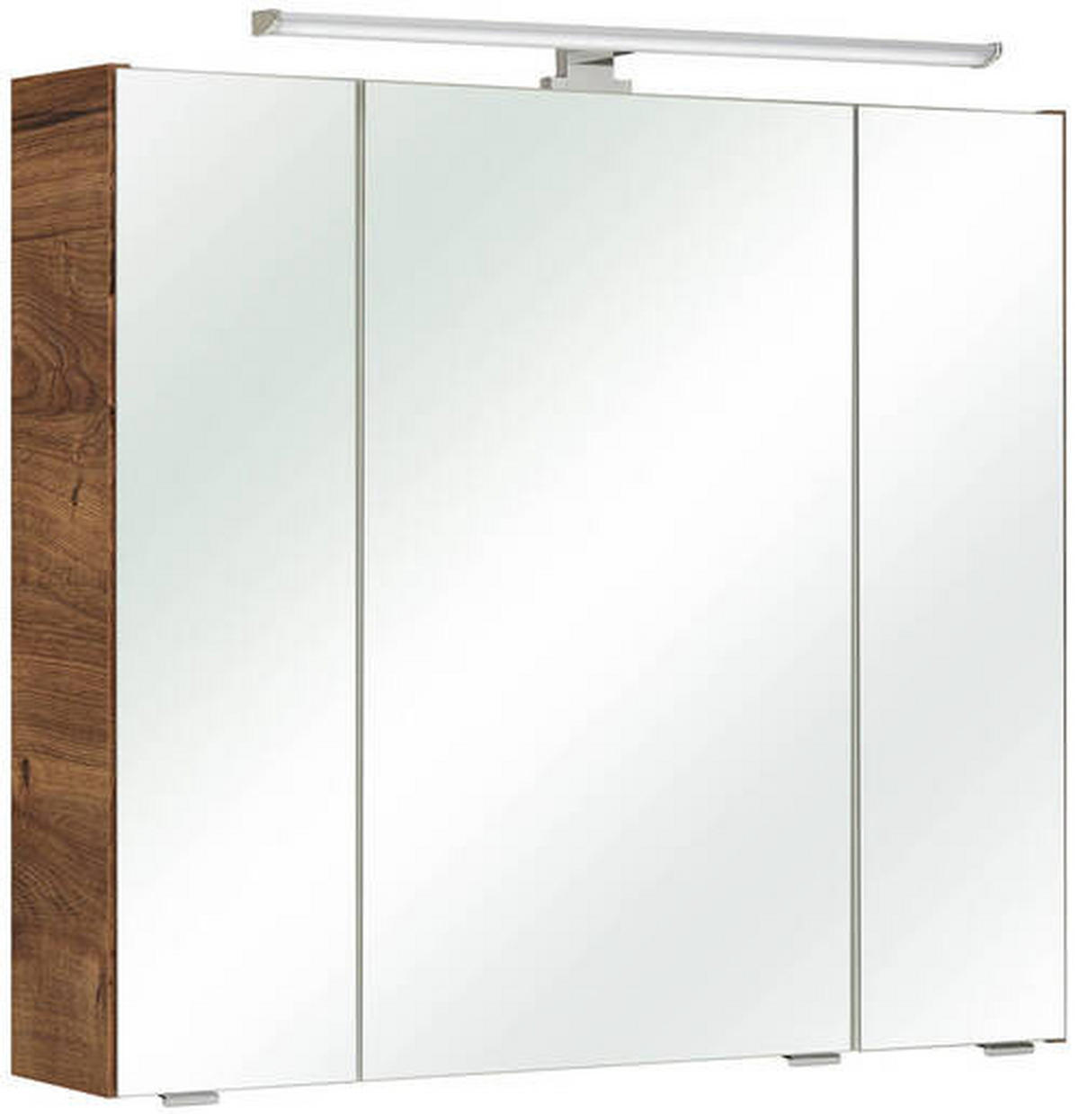 TÜKRÖS SZEKRÉNY 80/70/16 cm  - króm/tölgyfa, Basics, faalapú anyag/Üveg (80/70/16cm) - Xora