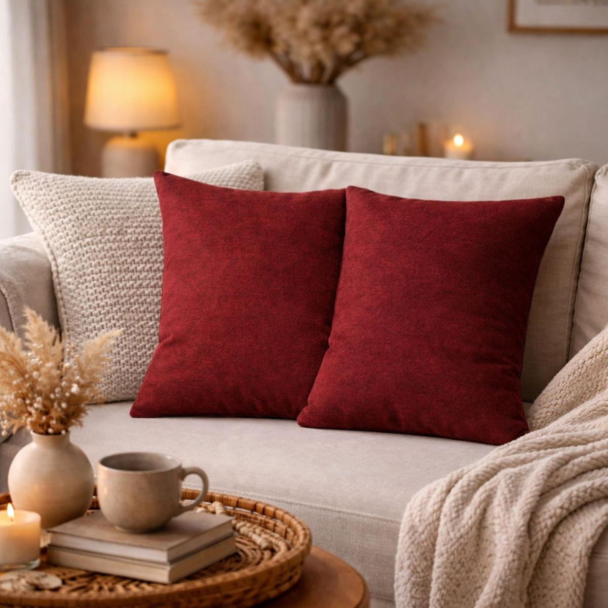 ZIERKISSEN  50/50 cm   - Bordeaux, Basics, Textil (50/50cm)