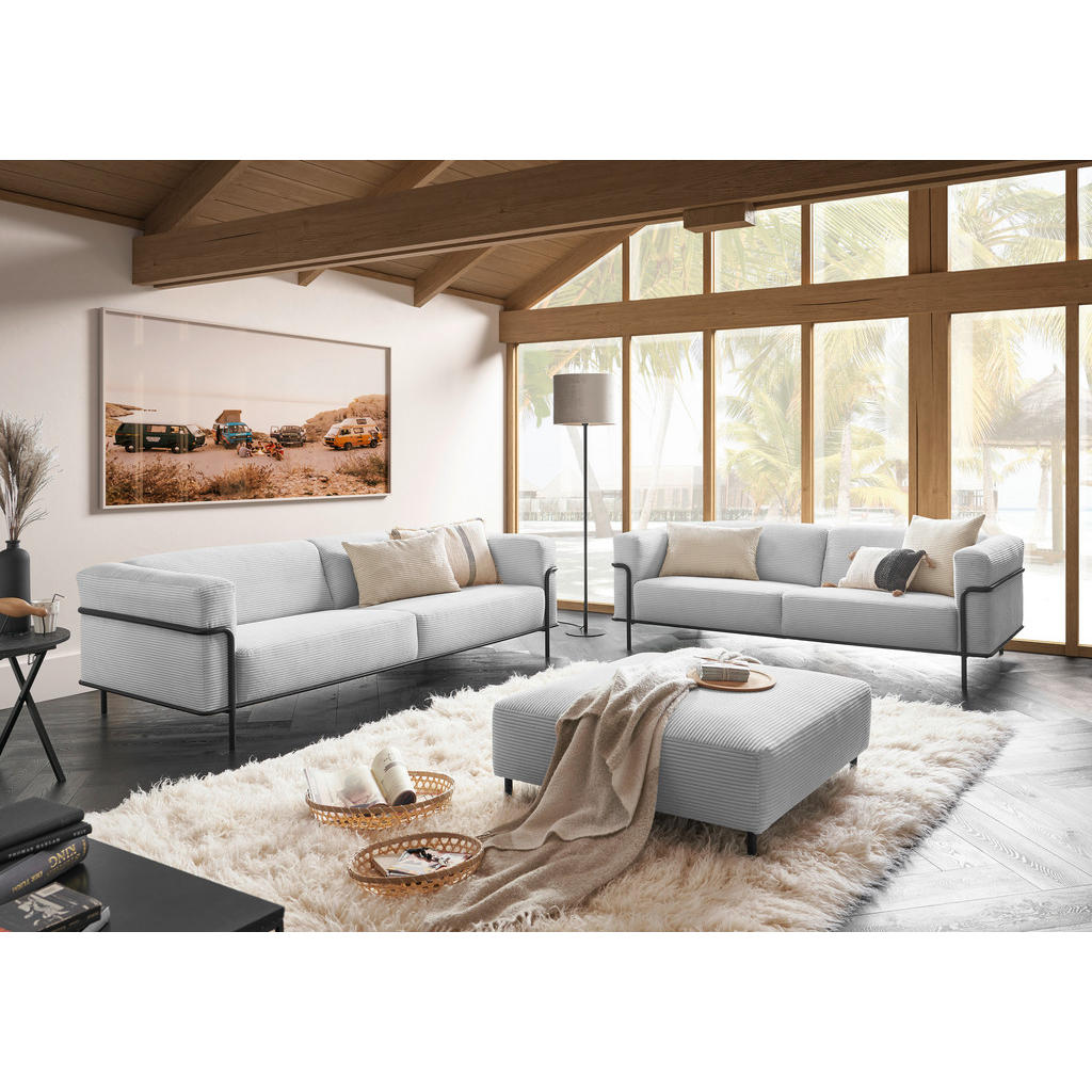 Thumbnail - Johann Jakob 3-Sitzer-Sofa, Grau, Textil, 236x67x96 cm, Goldenes M, Dgm, Typenauswahl, Fußauswahl, Lederauswahl, Stoffau...