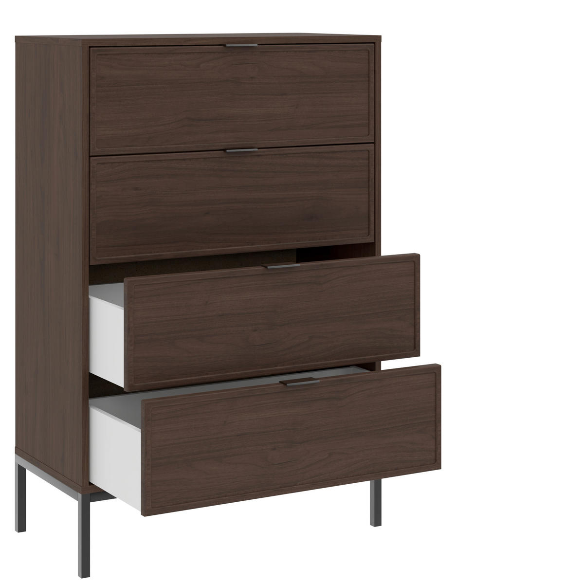 KOMMODE Deco, 75,9/115,5/40 cm, 4 Schublade(n)  - Walnussfarben/Schwarz, Design, Holzwerkstoff/Metall (75,9/115,5/40cm) - MID.YOU