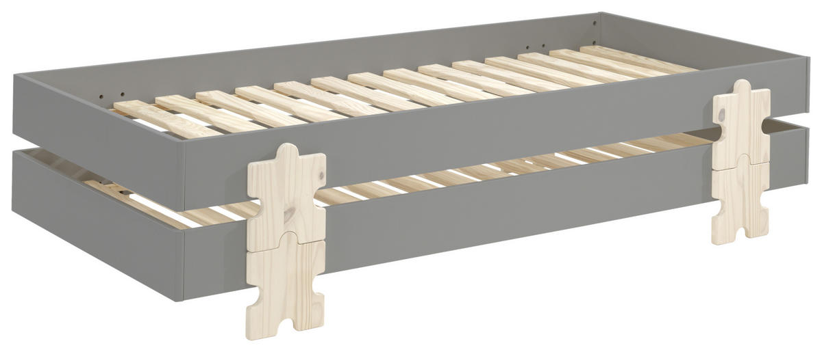 STAPELBETT 90/200 cm Grau  - Kieferfarben/Grau, MODERN, Holz/Holzwerkstoff (90/200cm) - MID.YOU