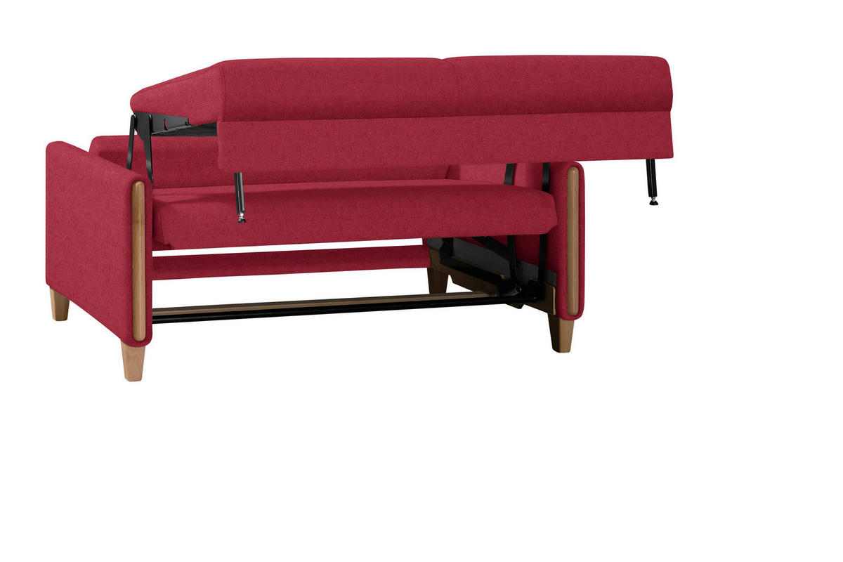 SCHLAFSOFA in Holz, Textil Rot, Buchefarben  - Buchefarben/Rot, Design, Holz/Textil (174/88/104cm) - Niels Andersson