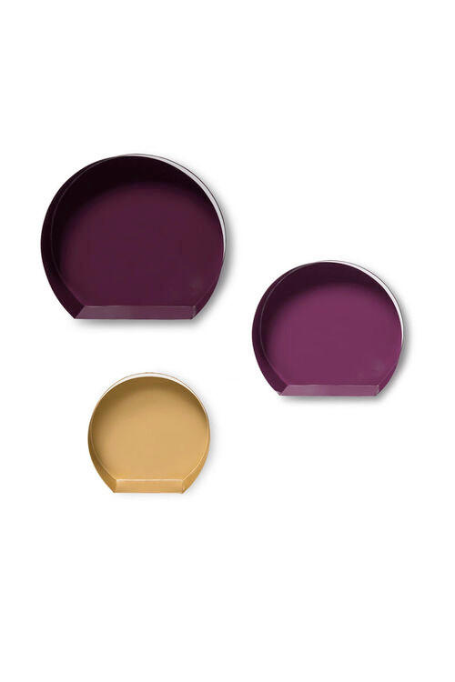 WANDREGALSET Goldfarben, Pflaume  - Pflaume/Goldfarben, LIFESTYLE, Metall (27-39,5/26-37,5/12cm) - Kayoom