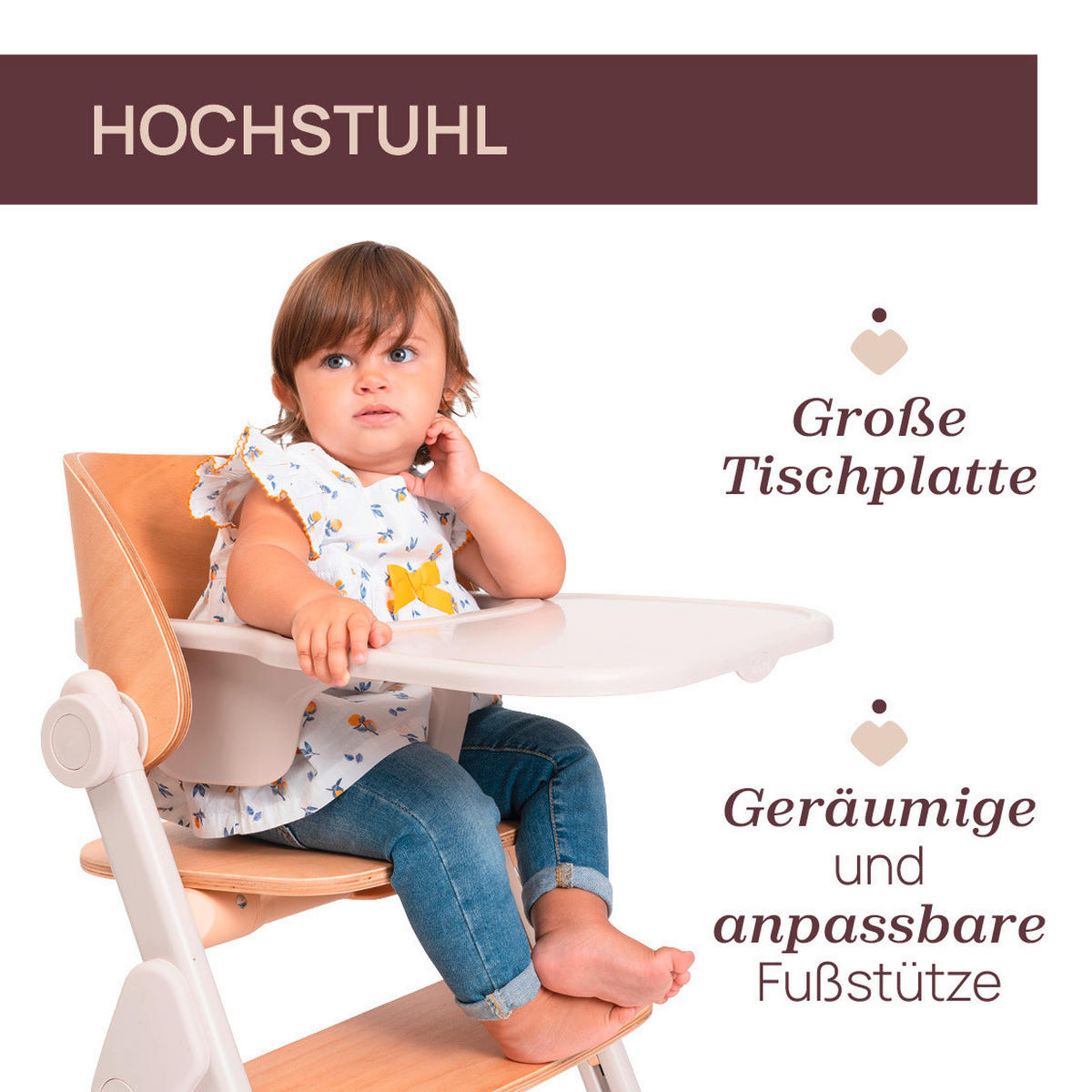 HOCHSTUHL Meraviglia Buchefarben, Hellgrau Fossil/Buche  - Buchefarben/Hellgrau, Basics, Holz/Kunststoff (44/63-83/55cm) - Chicco
